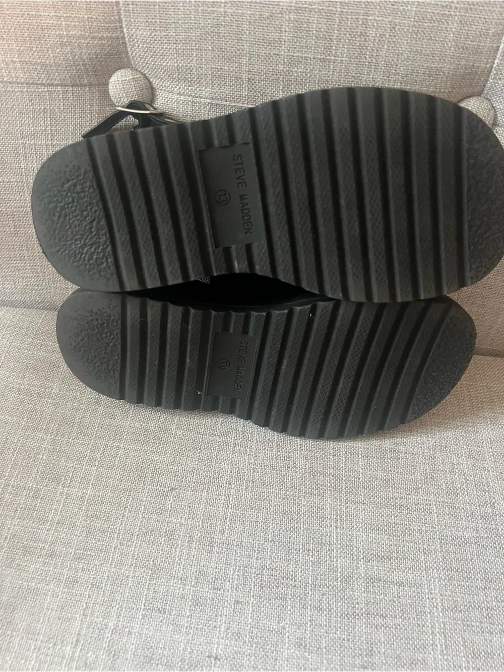 Steve Madden 90s chunky girls Black Elastic Slide Sandals w/strap, size 13